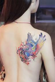 garota sexy volta phoenix tatuagem padrão