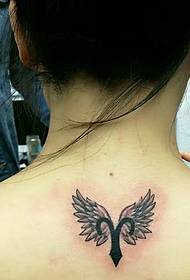90 girls back mini wing tattoo pattern