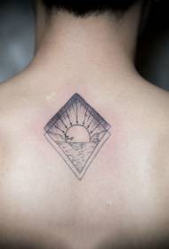 terug geometrie kust zonsopgang tattoo patroon