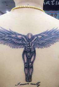 plaaslike held mans rug persoonlikheid engel tattoo patroon