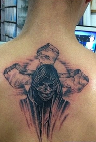 European skull cross tattoo figure