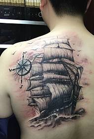 bússola com veleiro volta tatuagem imagens