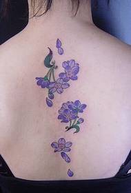 back sexy fashion purple cherry tattoo 94665 - උඩඟු මොනරා මිය යන තුරුම ජීවිතය නටමින්