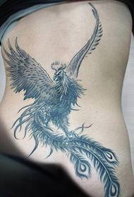Phoenix totem ženska hrbtna tetovaža