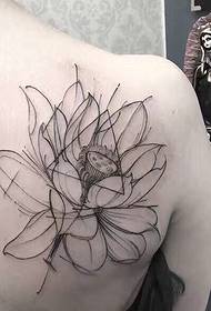 Liniengeometrie Lotus zurück Tattoo Muster