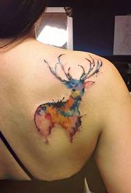 musikana kumashure watercolor splash fawn tattoo maitiro