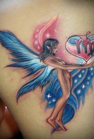 back color angel elf wing pattern tattoo