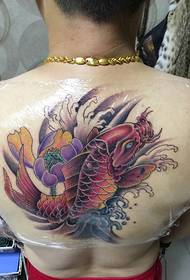 lotus a chobotnice kombinované späť tetovanie vzor