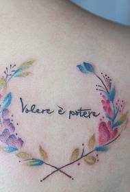 πίσω λουλούδι τατουάζ με αγγλική εικόνα τατουάζ
