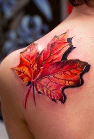 Ang sumbanan sa dahon nga tattoo sa 3D maple