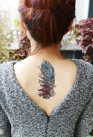 bellezza indietro bella popolare modello di tatuaggio piuma