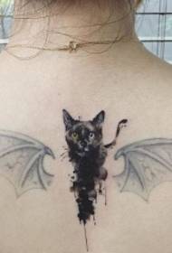 späť čierna mačka démon krídla osobnosť tetovanie vzor