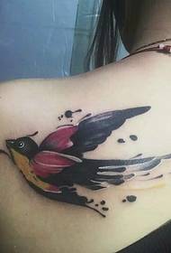 back a small swallow Tattoo pattern is very cute