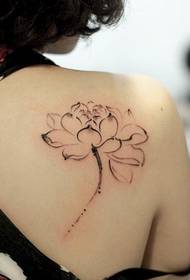 Güzel lotus çiçeği dövme deseni 93949-back güzel siyah ve beyaz mürekkep ejderha dövme şekil