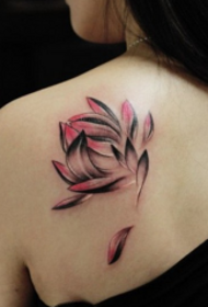 female back lotus tattoo pattern