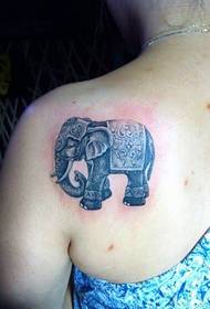 Baby Elephant Female Back Tattoo
