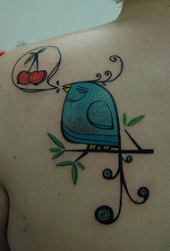 spalla spalla simpaticu Tattou di uccello blu