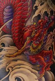 後の横暴な色の大きな邪悪なドラゴンのタトゥー画像に戻る