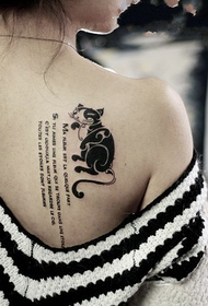 back shoulder alternative cat English tattoos