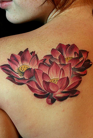 ομορφιά πίσω κόκκινο λωτού τατουάζ