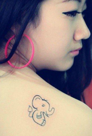 beleza de volta patrón de tatuaxe de elefante lindo pequeno