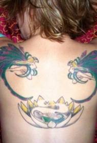 여성 백 엘프 연꽃 문신 패턴