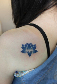 shoulder fresh blue small lotus tattoo