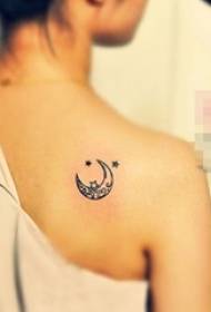 girls on the back of the black minimalist line miniature moon and stars fresh tattoo pictures