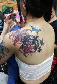 bellezza spalle belle tatuate di fiore è di farfalla