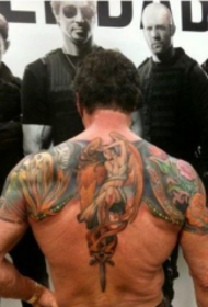 European-chimiro chechirume Stallone back inotonga tattoo maitiro