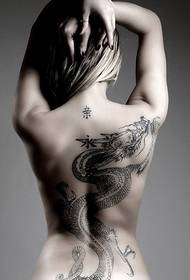 sexy krása zpět drak totem tetování