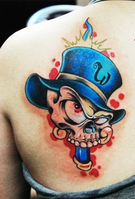 girls back trend classic color skull tattoo pattern