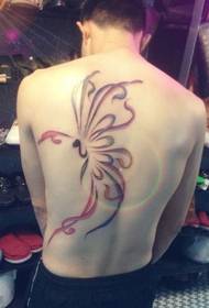 tatuaggio a reticolo totem farfalla color nuvola di ruscello posteriore