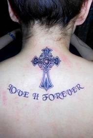 ragazza tatuaggio croce di moda 94753 - modello di loto sanguinante posteriore bellezza