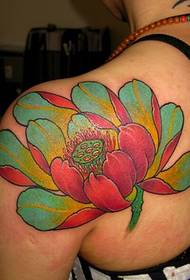 tatuaje de hombro de moda de loto brillante