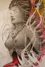 back horror beauty portrait tattoo manuscript Figure behind the back of the picture