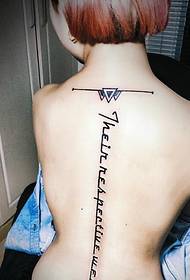 creative Sanskrit tattoo with short hair sexy beauty back