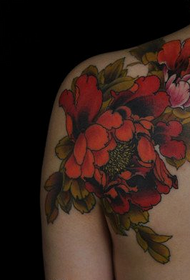 emakumezkoen sorbaldetarako peony tatuaje eredu tradizionala 94407 - 3D lumako tatuaje eredua