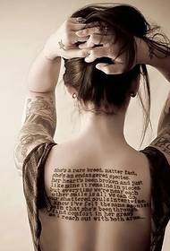 відлийте жіночу спину серії англійських татуювань татуювань