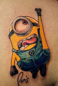 furtivamente papà simpatico cartone animato piccolo uomo giallo tatuaggio