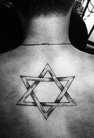 93342- 憨厚 男 tatuaggio tatuaggio tatuato a forma di stella posteriore con forma a sei punte posteriore