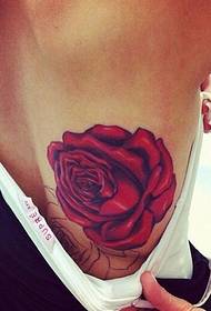beauty of the back of the bright rose tattoo