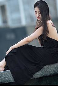 black long skirt beauty back beautiful flower tattoo picture picture