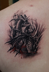 back heart tattoo pattern