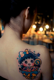 beauty back cute cartoon little girl Tattoo