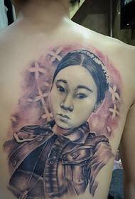 qaum Kev ua tau zoo nkauj niaj hnub denim portrait tattoo qauv