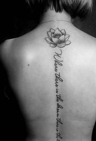 Lotuso kaj angla kombinita spina tatuaje-ŝablono