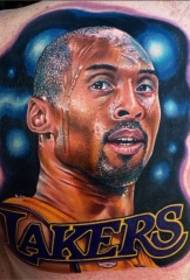 back Kobe portrait realistic painted tattoo pattern