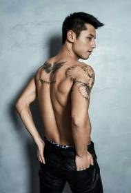 ster Zhang Jike tatoeëringpatroon vir agterste vlerke