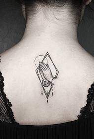 Tatuaggio schiena e schiena con palmo e geometria